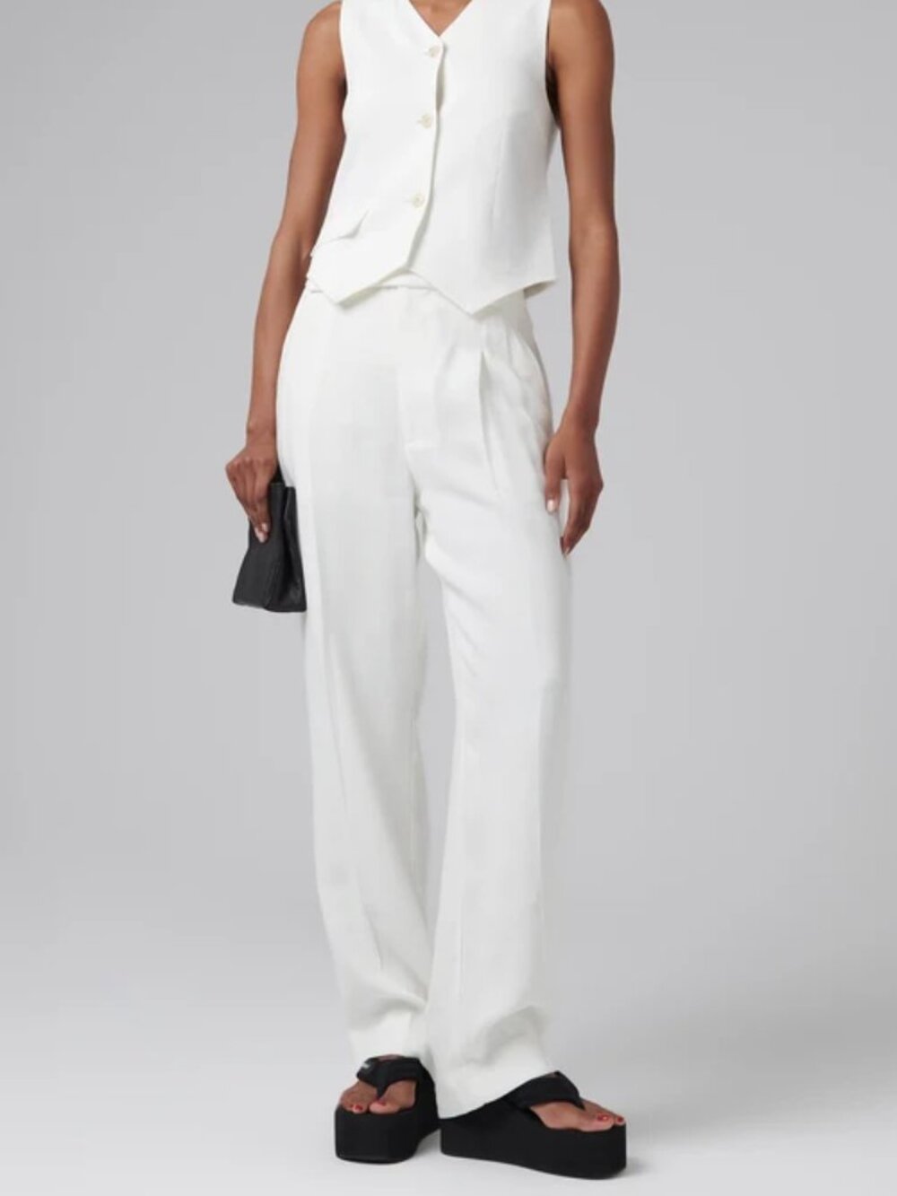 SIR. White Clemence Slim-Leg Pants Linen Blend Trousers size 1/ US 4 Minimalist